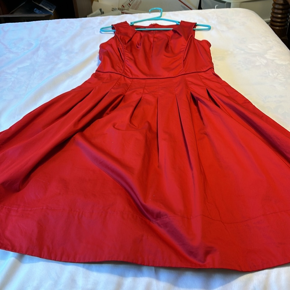 Talbots Red Cotton Blend Sleeveless Fit and Flair Dress Size 8 - Picture 7 of 13